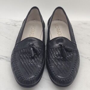 Vito Rufolo Mens Loafers Woven Leather Size 10.5 M Black Slip On Made in Italy
